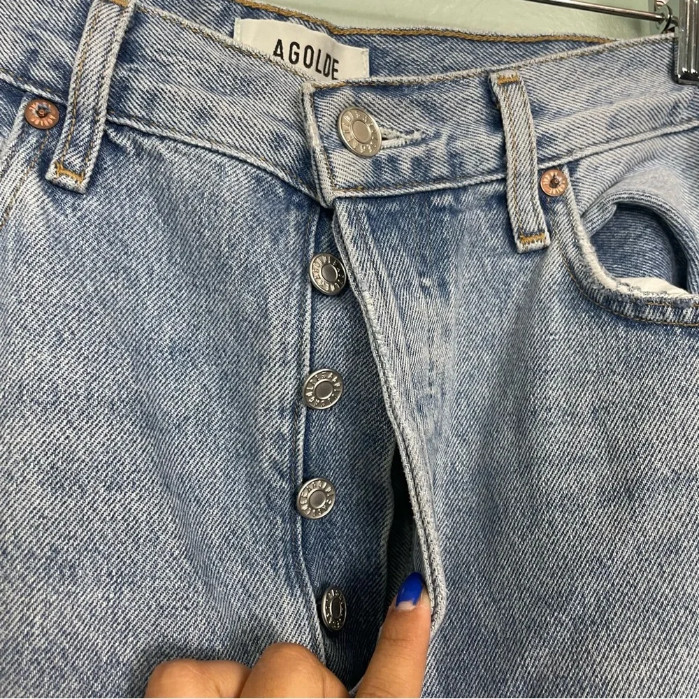 Agolde 90’s Jeans Straight Leg Blue Size 27 - Picture 3 of 11